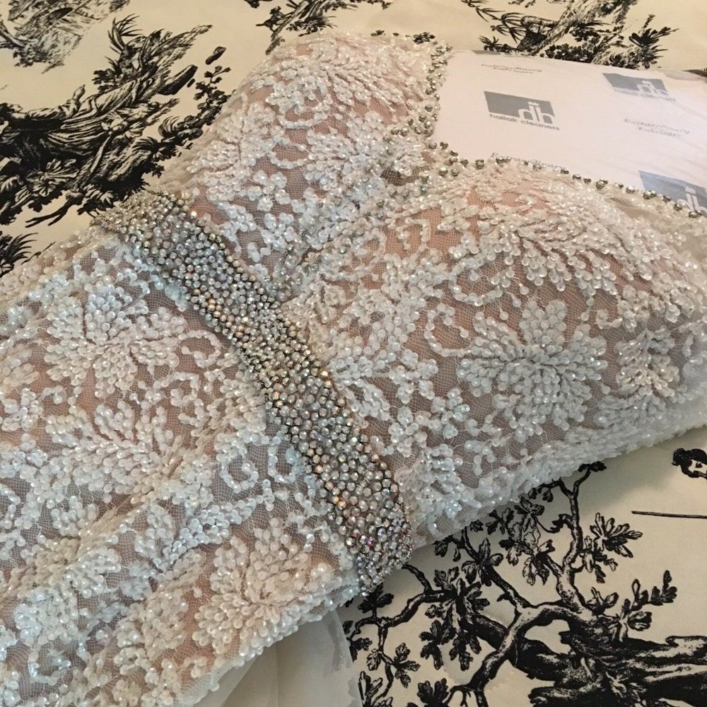 Custom Sherri Hill Couture Ivory Beaded Lace - Picture 5 of 16